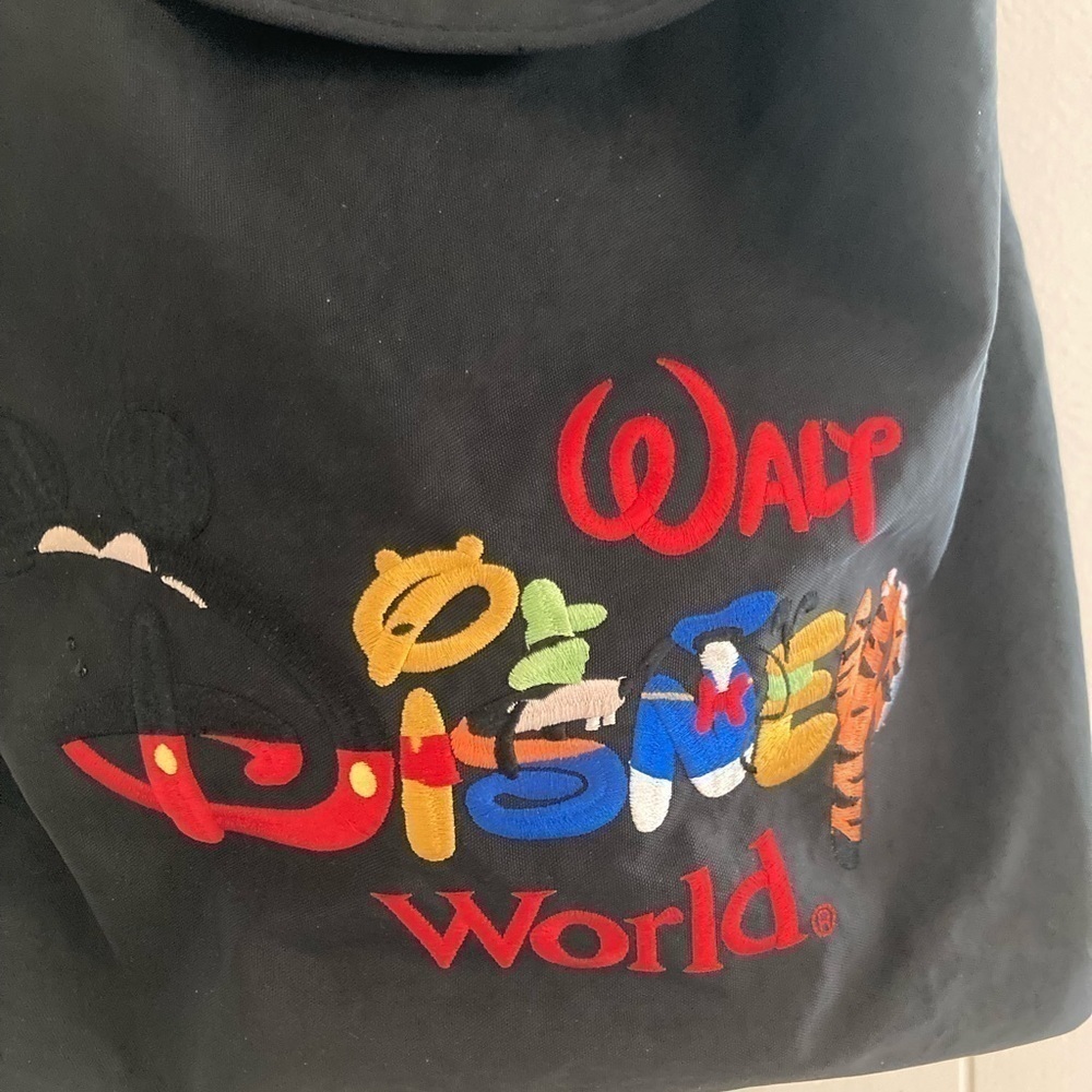 Walt Disney World Backpack Embroidered Book Bag Backpack Drawstring Tote Black